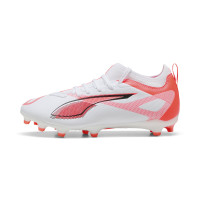 PUMA Ultra 5 Match Gazon Naturel Gazon Artificiel Chaussures de Foot (MG) Enfants Blanc Noir Rouge