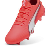 PUMA King Ultimate Gazon Naturel Gazon Artificiel Chaussures de Foot (MG) Rouge Blanc