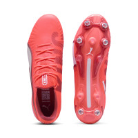 PUMA King Ultimate Crampons Vissés Chaussures de Foot (SG) Rouge Blanc