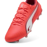 PUMA King Match Gazon Naturel Gazon Artificiel Chaussures de Foot (MG) Rouge Blanc