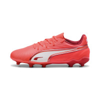 PUMA King Match Gazon Naturel Gazon Artificiel Chaussures de Foot (MG) Enfants Rouge Blanc