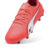 PUMA King Match Gazon Naturel Gazon Artificiel Chaussures de Foot (MG) Enfants Rouge Blanc