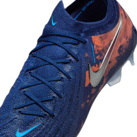 Nike Phantom GX II Haaland Elite Gazon Naturel Chaussures de Foot (FG) Bleu Foncé Orange Argenté