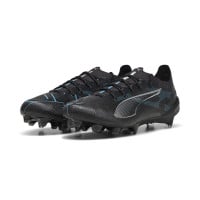 PUMA Ultra 5 Ultimate Gazon Naturel Chaussures de Foot (FG) Noir Argenté Bleu