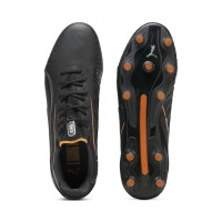 PUMA King Ultimate Gazon Naturel Gazon Artificiel Chaussures de Foot (MG) Noir Orange Argenté