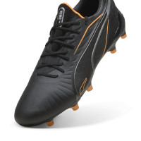 PUMA King Ultimate Gazon Naturel Gazon Artificiel Chaussures de Foot (MG) Noir Orange Argenté