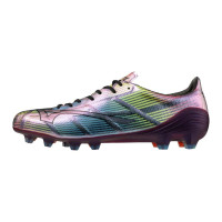 Chaussures de football Mizuno Alpha II Japan Grass (FG) noires argentées bleues