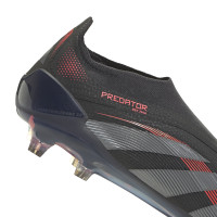 adidas Predator Elite Sans Lacets Gazon Naturel Chaussures de Foot (FG) Noir Gris Rouge