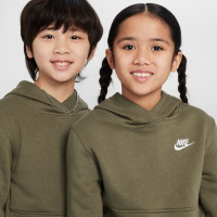 Nike Sportswear Club Fleece Hoodie Kids Olijfgroen Wit