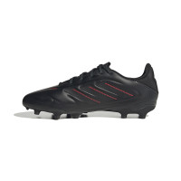 Chaussures de football Adidas Copa Pure III League en gazon et gazon artificiel (MG) pour enfants, noir, gris foncé, rouge