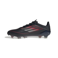 Chaussures de football adidas F50 Elite Gras (FG) noir rouge argenté