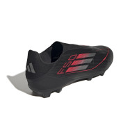 Chaussures de football Adidas F50 League sans lacets sur gazon et gazon artificiel (MG), noir, rouge, argent