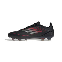 Chaussures de football adidas F50 Pro Gras (FG) noir rouge argenté