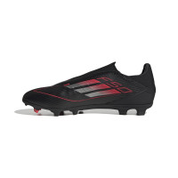 Chaussures de football Adidas F50 League sans lacets sur gazon et gazon artificiel (MG), noir, rouge, argent